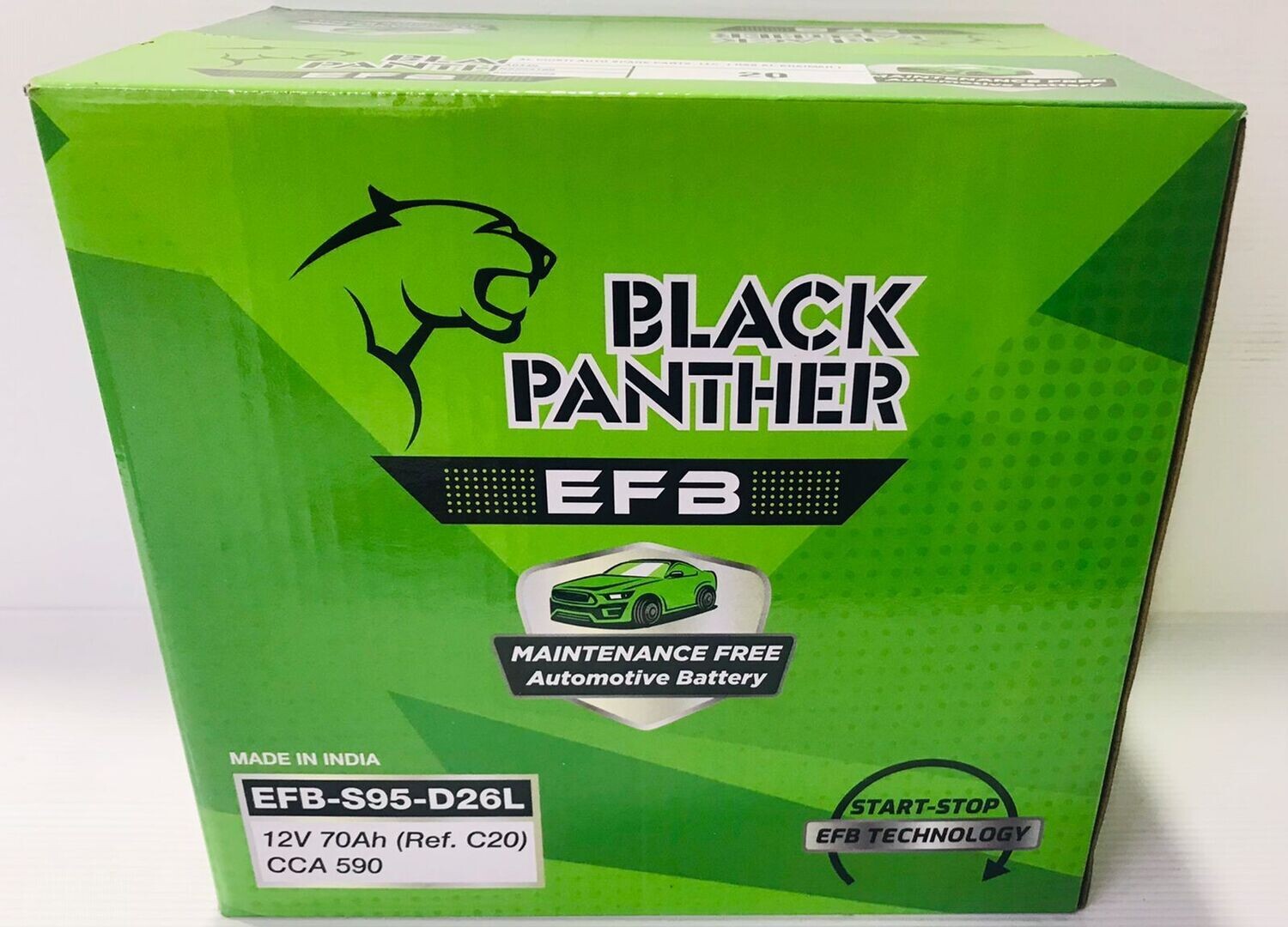BLACK PANTHER EFB CAR BATTERY 12V 70AH 95D26L