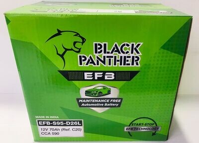 BLACK PANTHER EFB CAR BATTERY 12V 70AH 95D26L