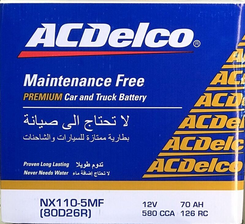 AC DELCO CAR BATTERY 12V 70AH 80D26RMF / NX110-5MF