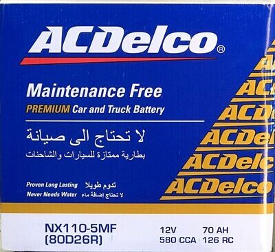 AC DELCO CAR BATTERY 12V 70AH 80D26RMF / NX110-5MF