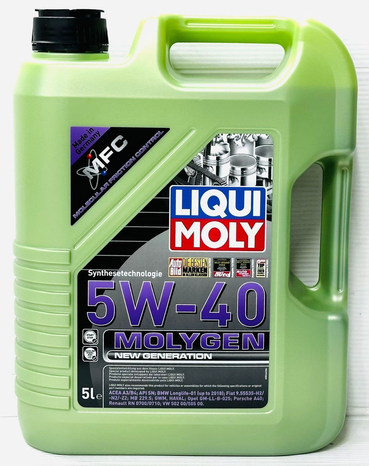 LIQUI MOLY 5W-40 MOLYGEN ADVANCED SYNTHETIC ENGINE OIL 5LTR