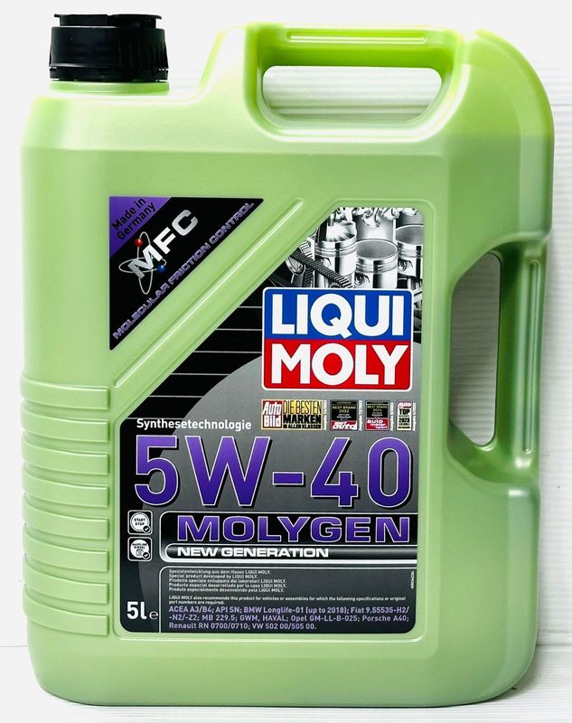 LIQUI MOLY 5W-40 MOLYGEN ADVANCED SYNTHETIC ENGINE OIL 5LTR