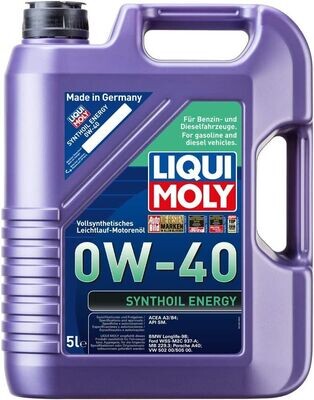 LIQUI MOLY 0W40 SYNTHOIL ENERGY ENGINE OIL 5LTR LIQUI MOLY 0W40 SYNTHOIL ENERGY ENGINE OIL 5LTR