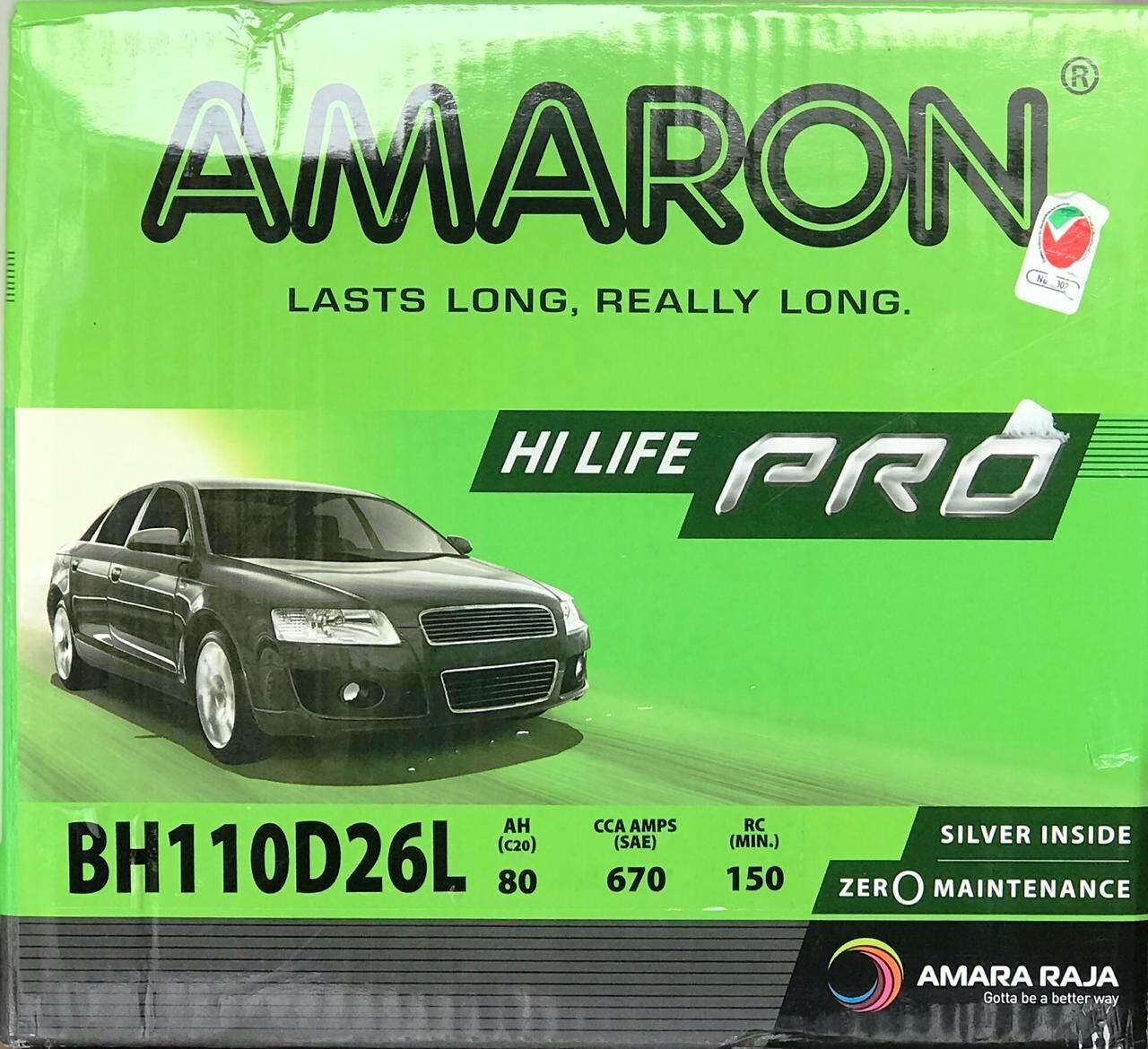 AMARON CAR BATTERY 12V 80AH 110D26LMF / NX110-5L