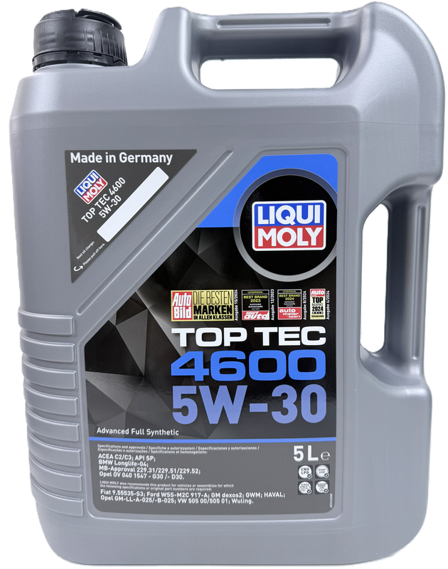 LIQUI MOLY TOP TEC 4600 5W30 FULLY SYNTHETIC ENGINE OIL 5LTR ( GASOLINE & DIESEL ENGINES )