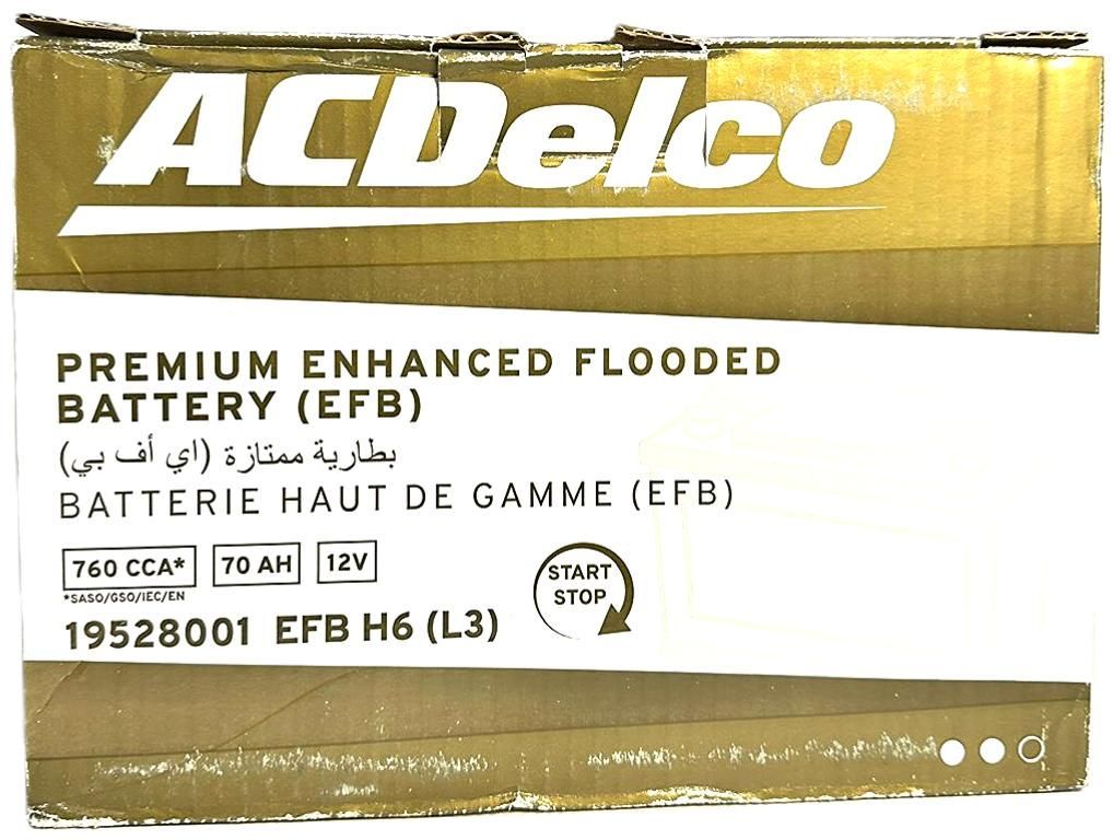 AC DELCO PREMIUM EFB BATTERY 12V 70AH DIN70L/L3/H6