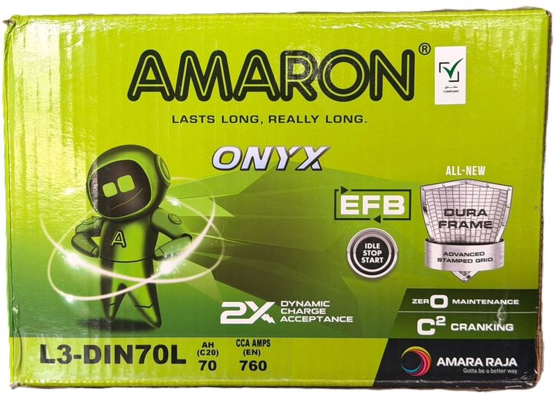 AMARON ONYX EFB IDLE-START-STOP CAR BATTERY 12V 70AH DIN70L/L3