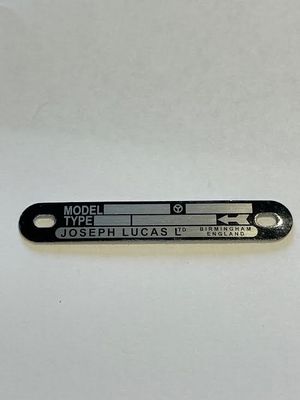 Lucas K2F ID plate - anti-clockwise