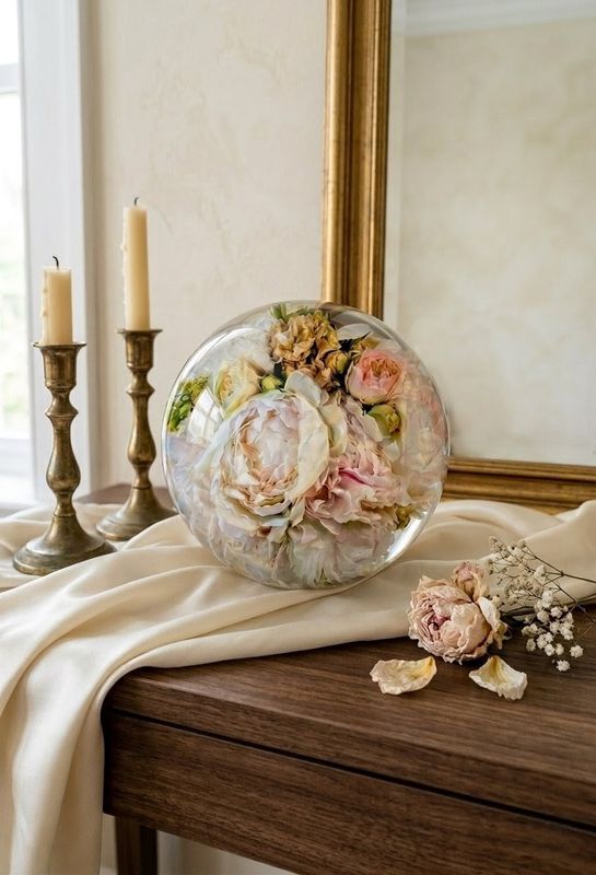 Kugel aus Epoxidharz mit flacher Stellfläche in 2 Größen
