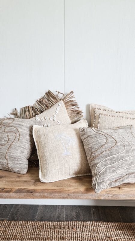 LINNEN Kussen Palmboom Motief 40x40cm