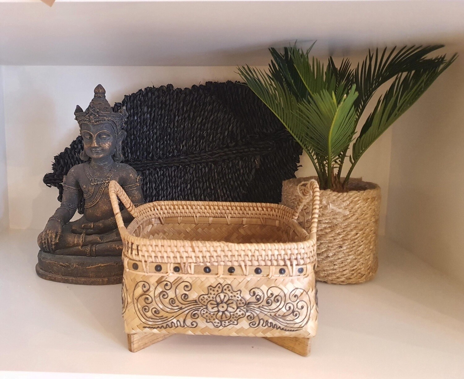 MANDJE Berutan Naturel-Zwart maat L