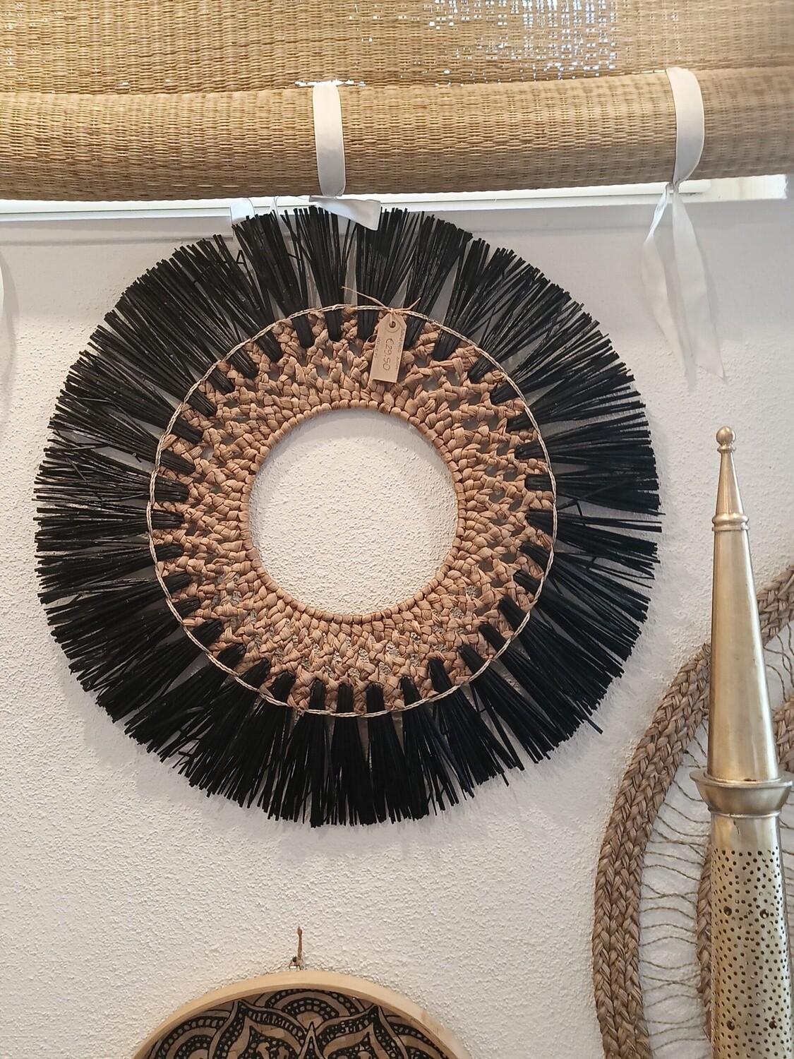 WANDHANGER Rond Naturel zwart D60cm