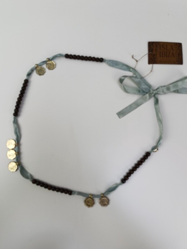 BELT Turqoise, gold Metall,Brown Beads