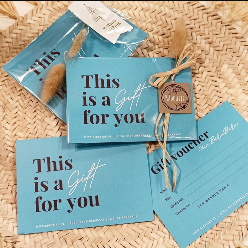 Gift Card BiruBiru bohemian woonwinkel in Kerkrade cadeaubon