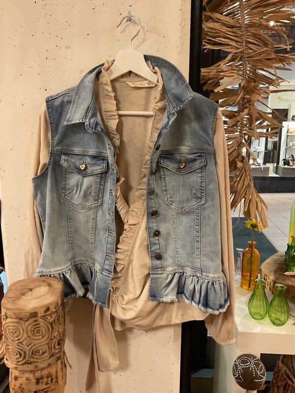 Ruffled Jeans Gilet Denim Summer24 – Blue