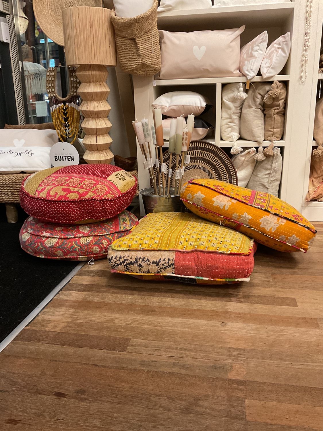 Kussen Kantha 60x60 gekleurd kantha