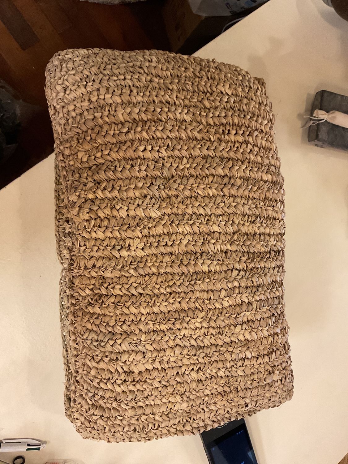 Raffia kussen  langwerpig