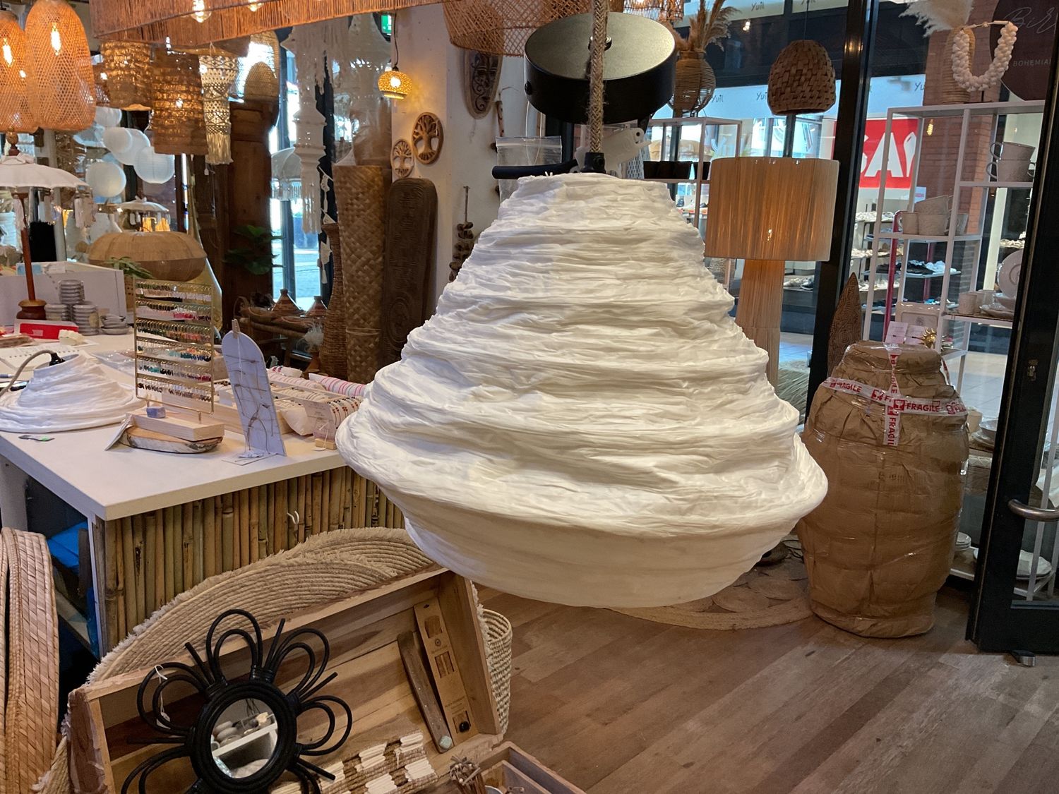 Lamp India Raffia Wit