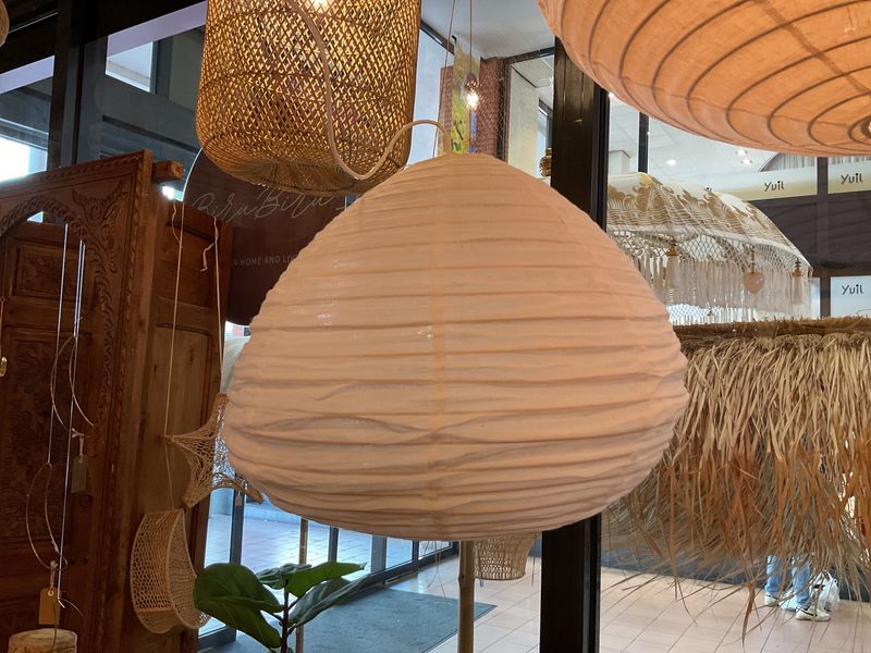 Linnen Lampion (Bali) druppel groot Wit /Beige Linnen Lampion (Bali) druppel groot Wit /Beige