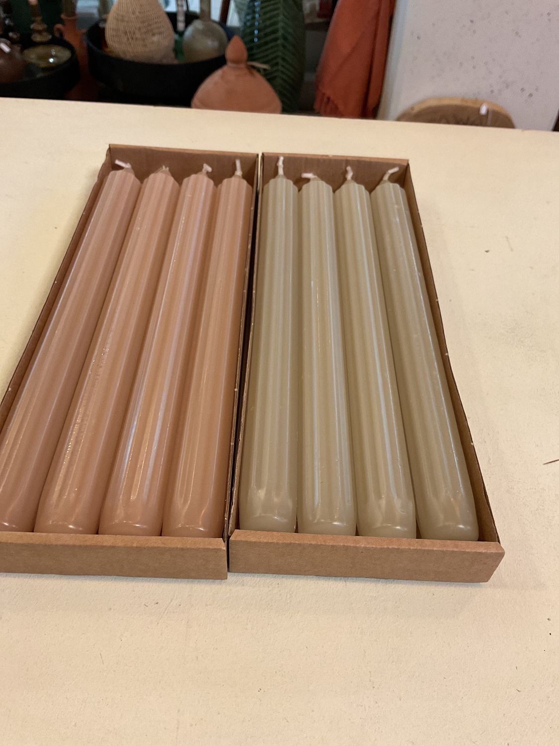 Diner Grooved Kaars Pistache / Apricot