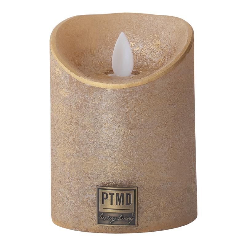 LED Light Candle rustic gold moveable flame S