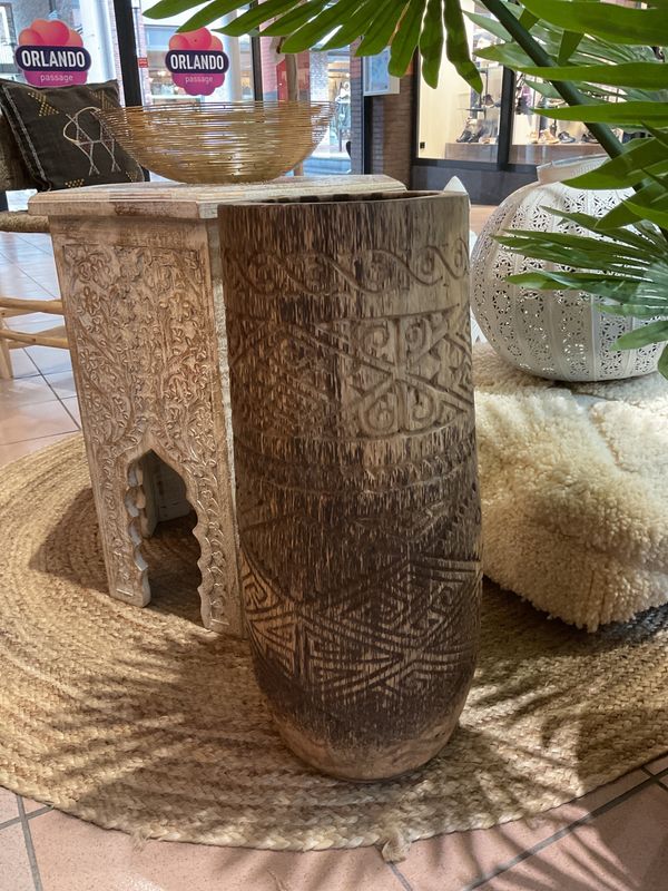 Palmvaas Naturel Gecarved