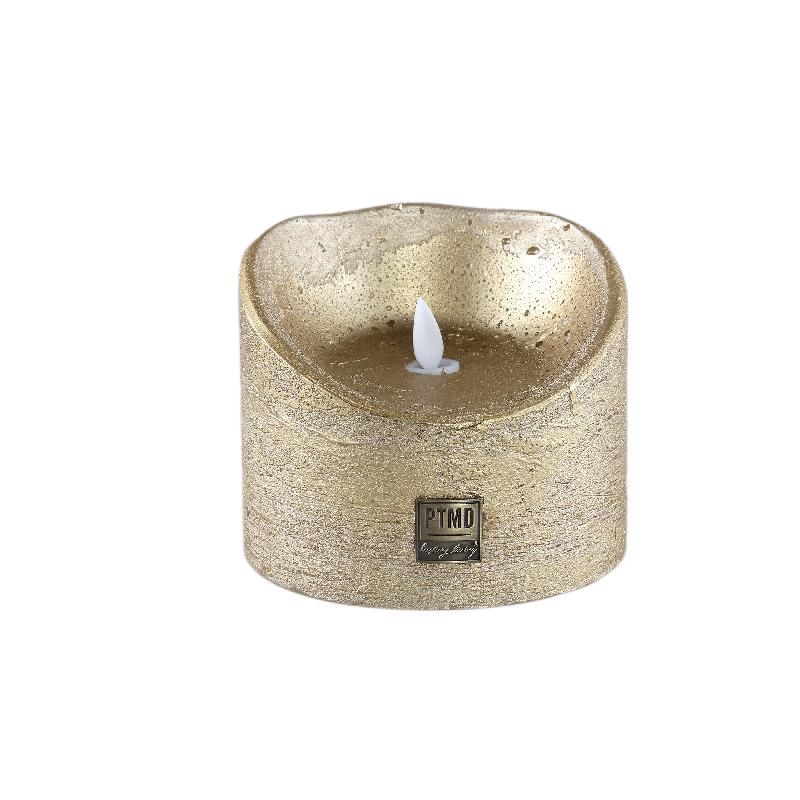 Led Light Candle Rustic Gold Movable Flame XL