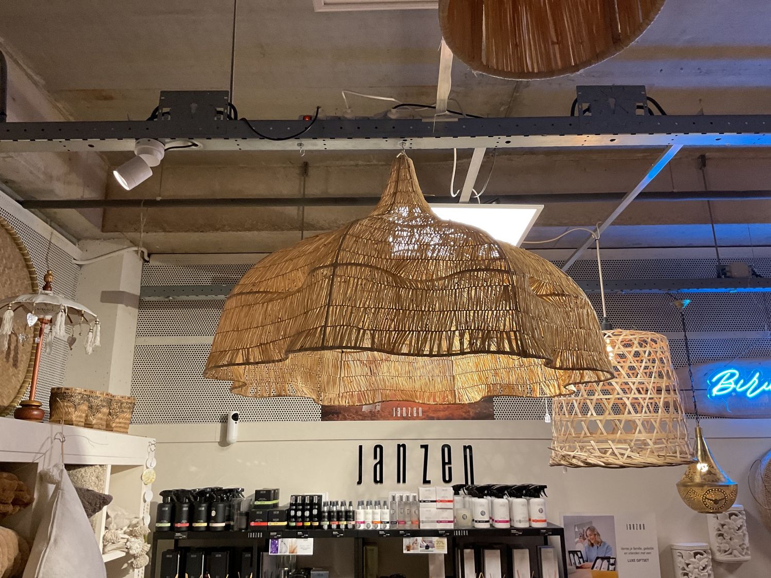 Raffia Bloem Lampenkap 120cm  met 5 lichtpunten