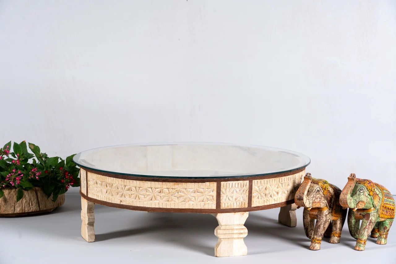 Salontafel Kaafee teakhout Dia70cm