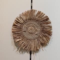 Raffia wandhanger met kauri schelpen Dia 30cm