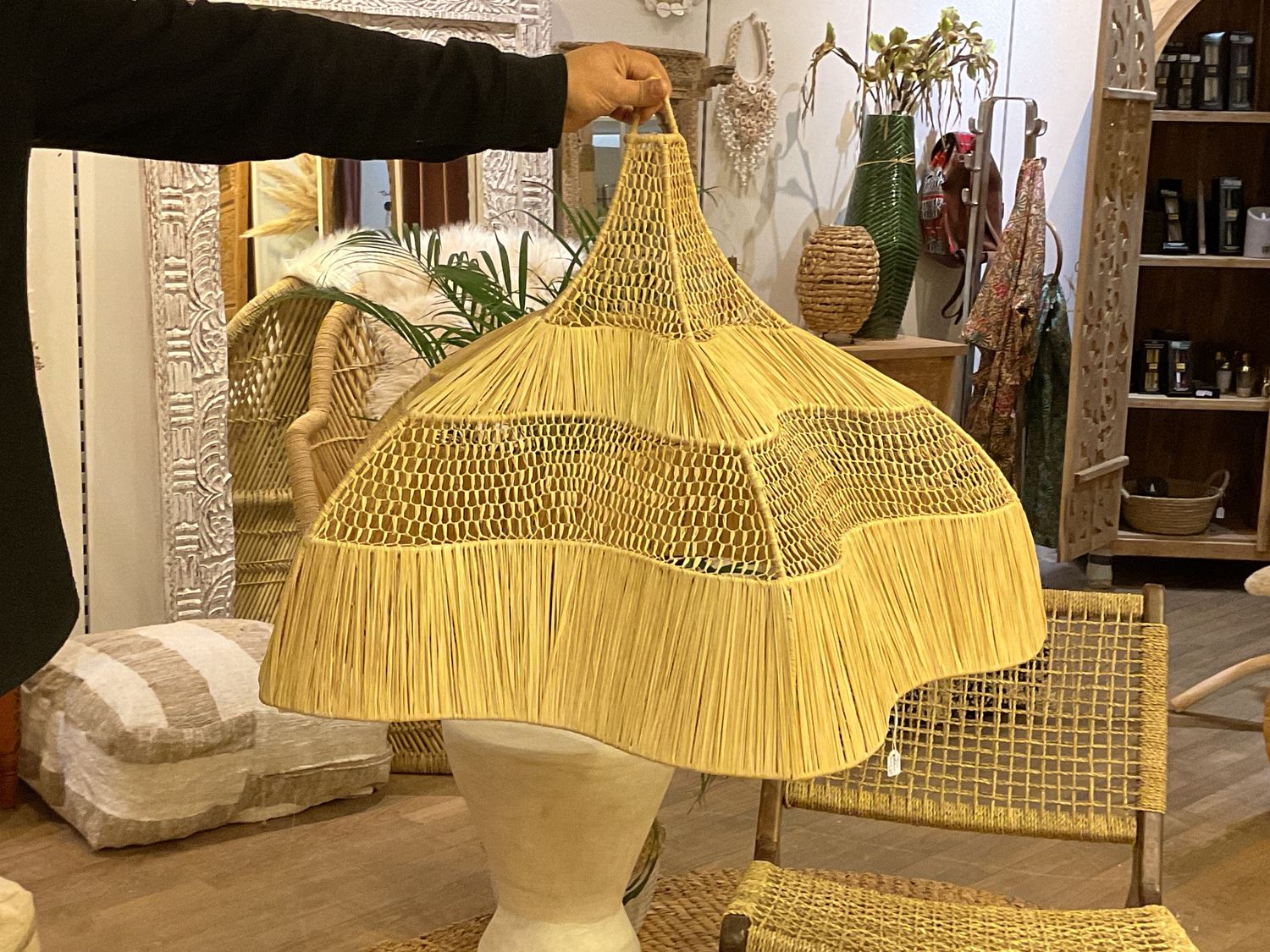 Raffia Bloem Lamp Half Open 1 meter
