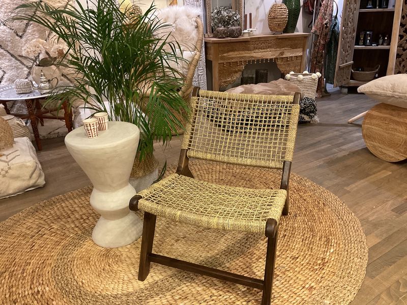 Lounge Stoel Walnoothout -  Zeegras