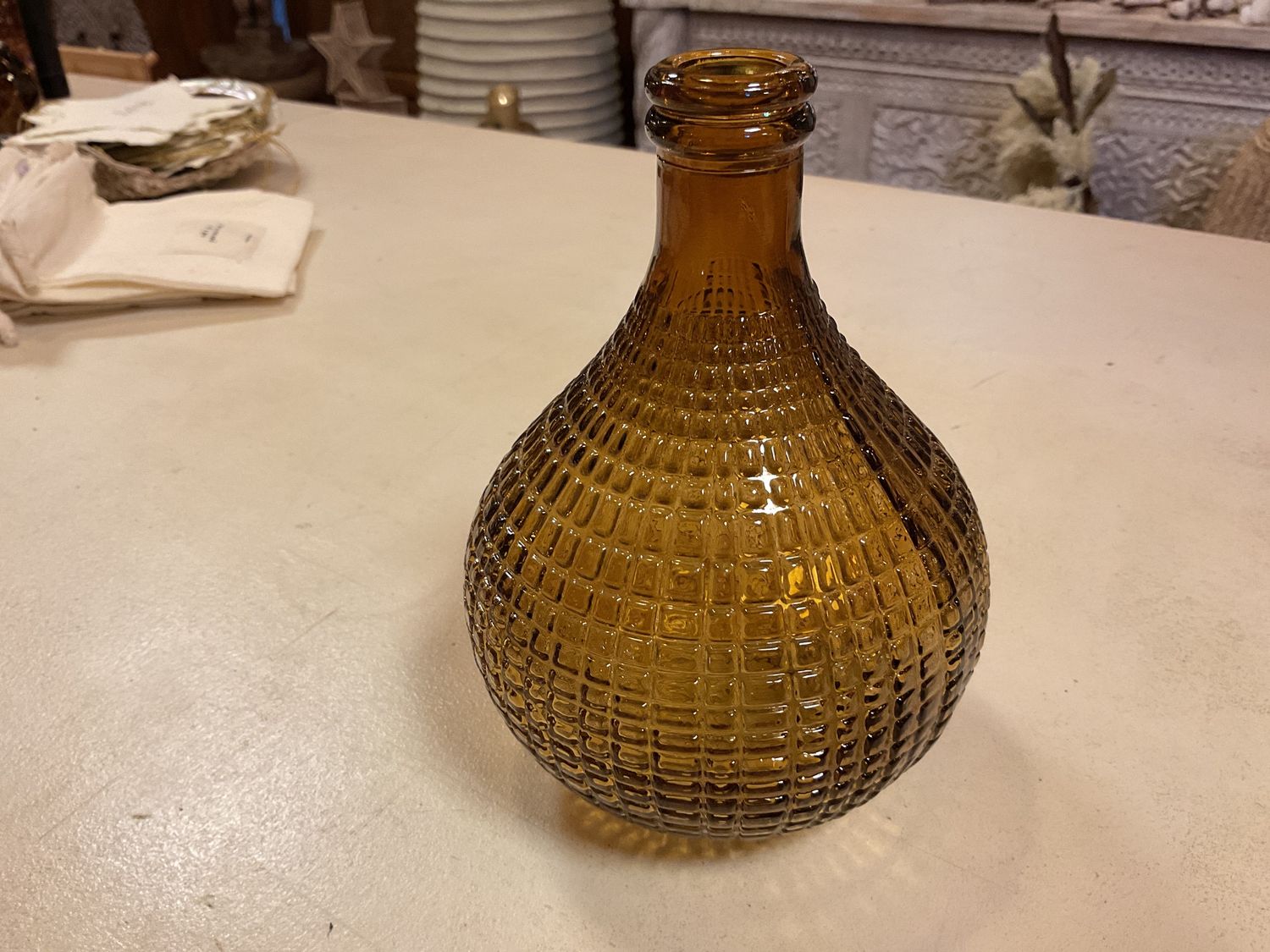 Vaasje glas Amber 13,5 cm