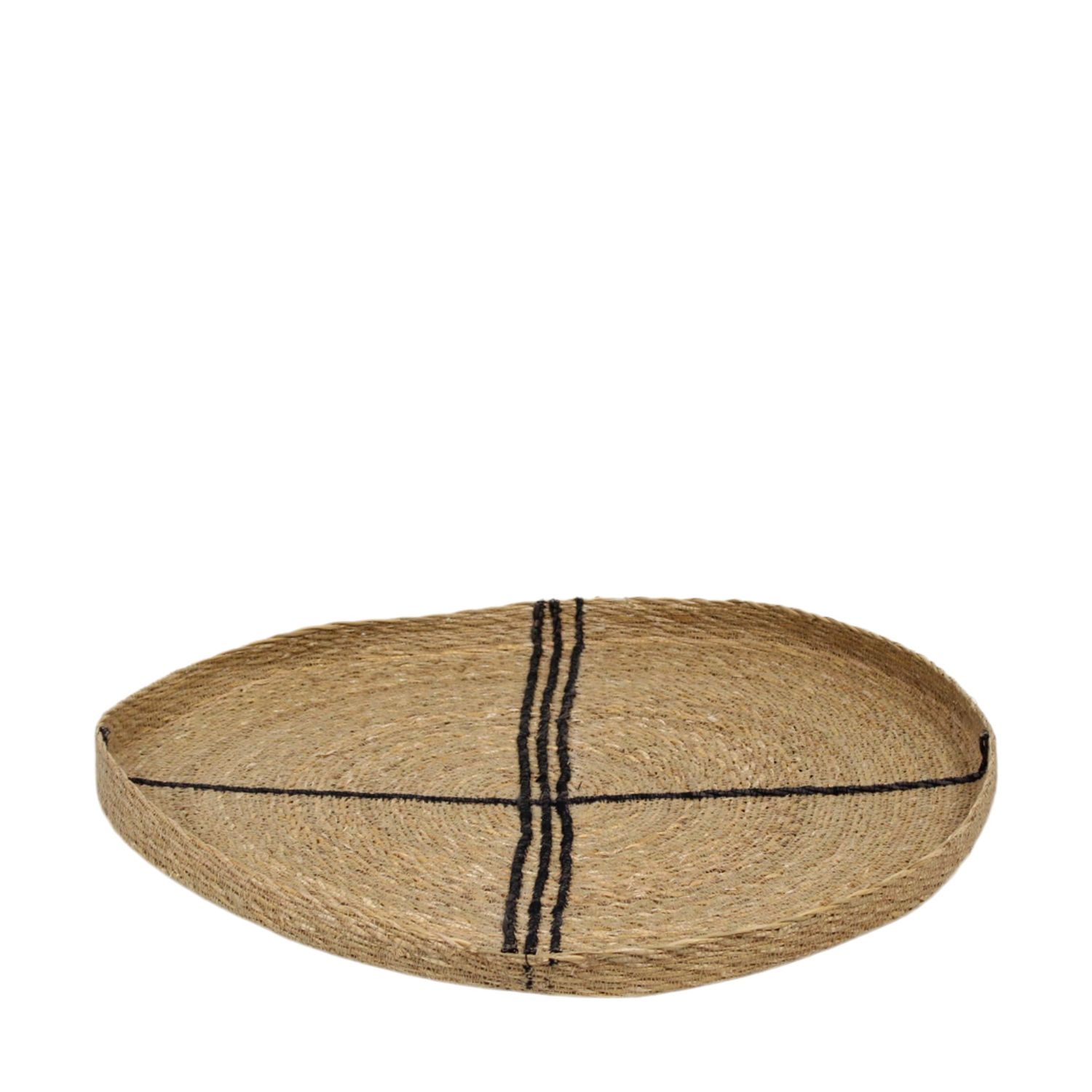 Mand zeegras rond naturel - zwart 58x58x4cm
