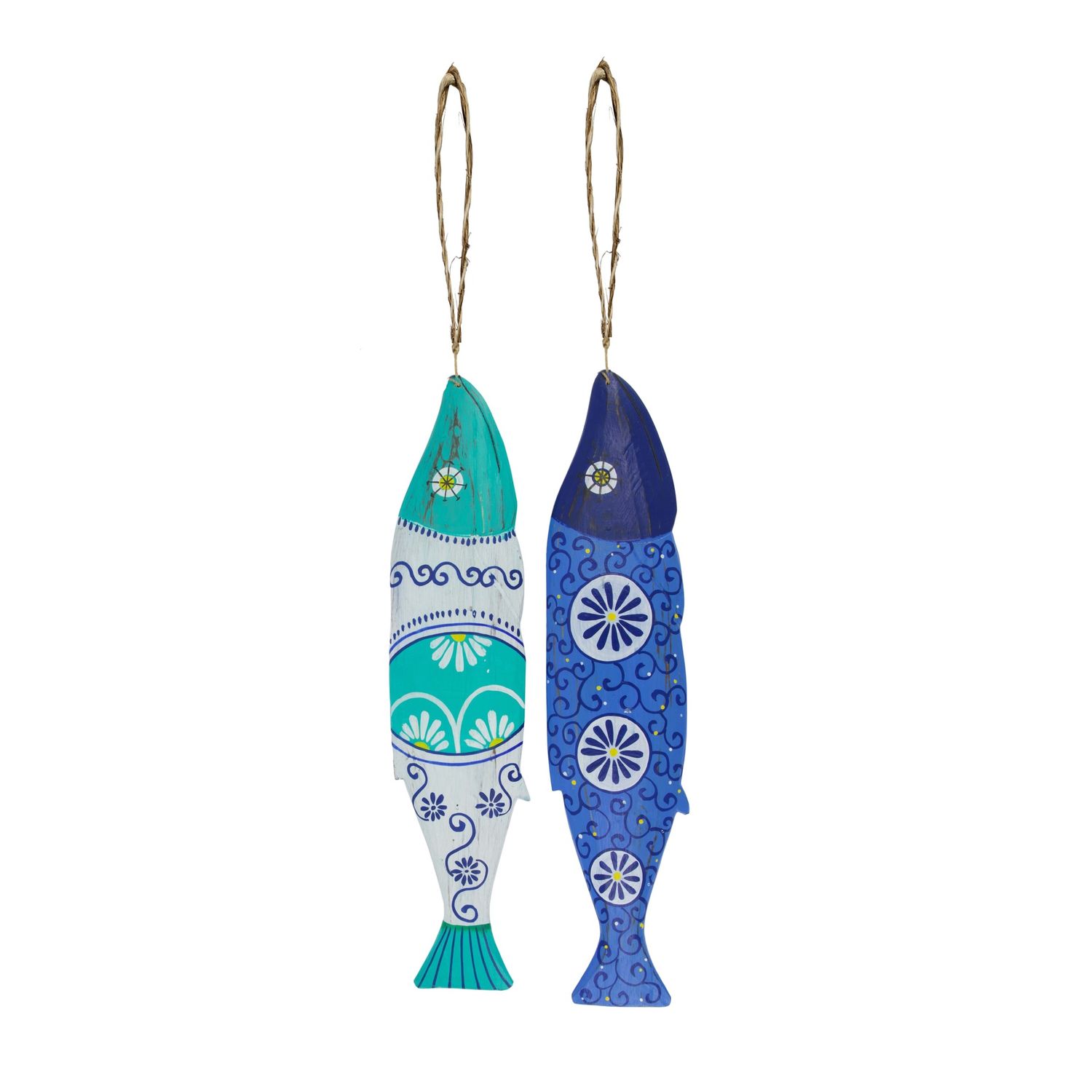 Hanger vis blue-mix albizia wood 58x2x12cm