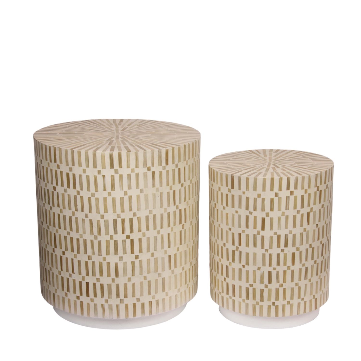 Bijzettafel rond bamboe 47x47x50cm cream