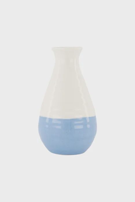 zusss vaasje keramiek smal wit/blauw