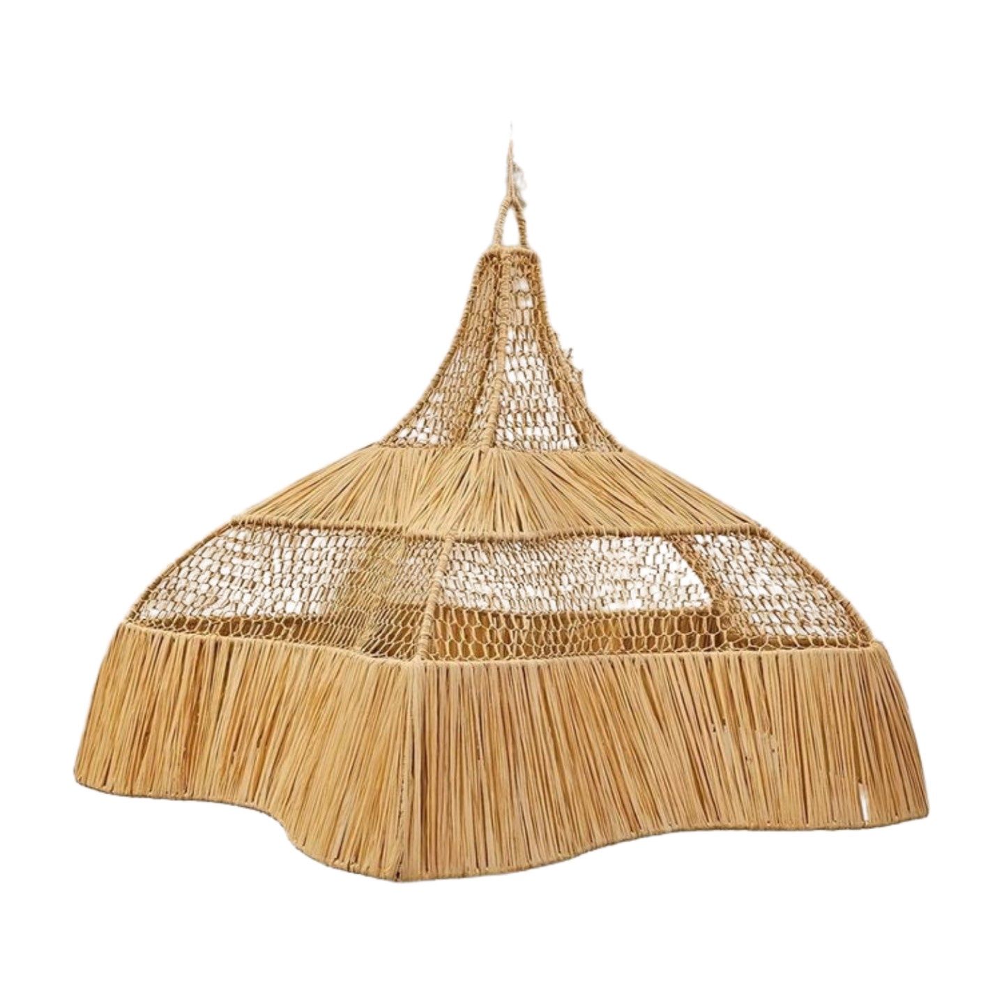 Raffia bloem lamp Half open 80 cm