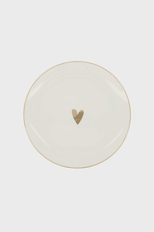 Ontbijtbord hartje wit/goud