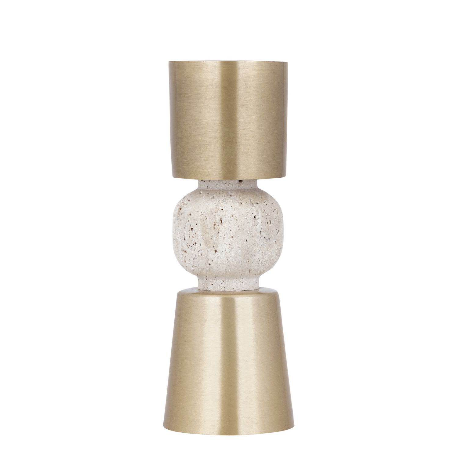 Reamone Champagne alu candleholder travertine L gouden kandelaar