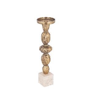 Malines Gold casted alu candleholder travertine