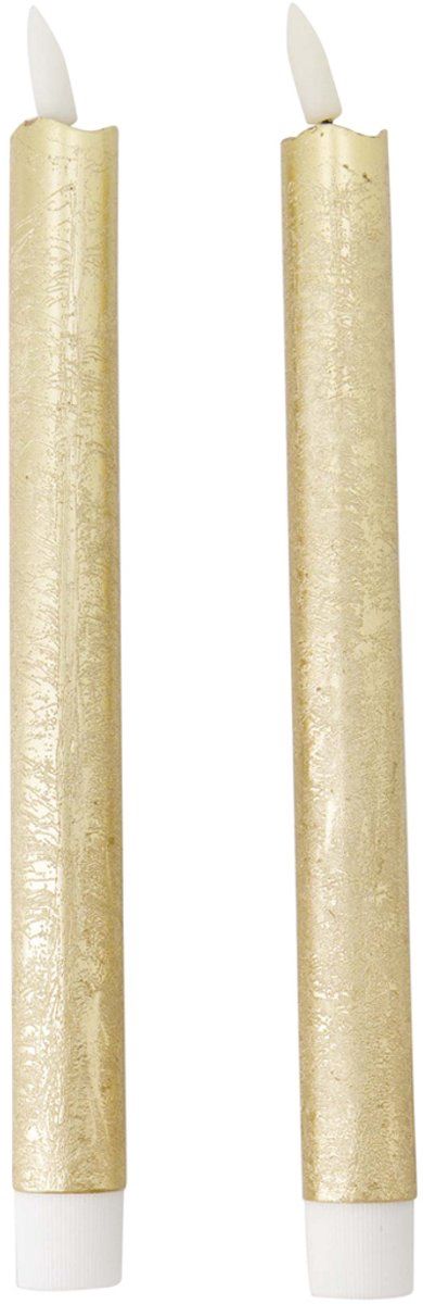 LED Diner Candle rustic gold moveable flame 2PCS