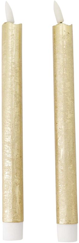 LED Diner Candle rustic gold moveable flame 2PCS