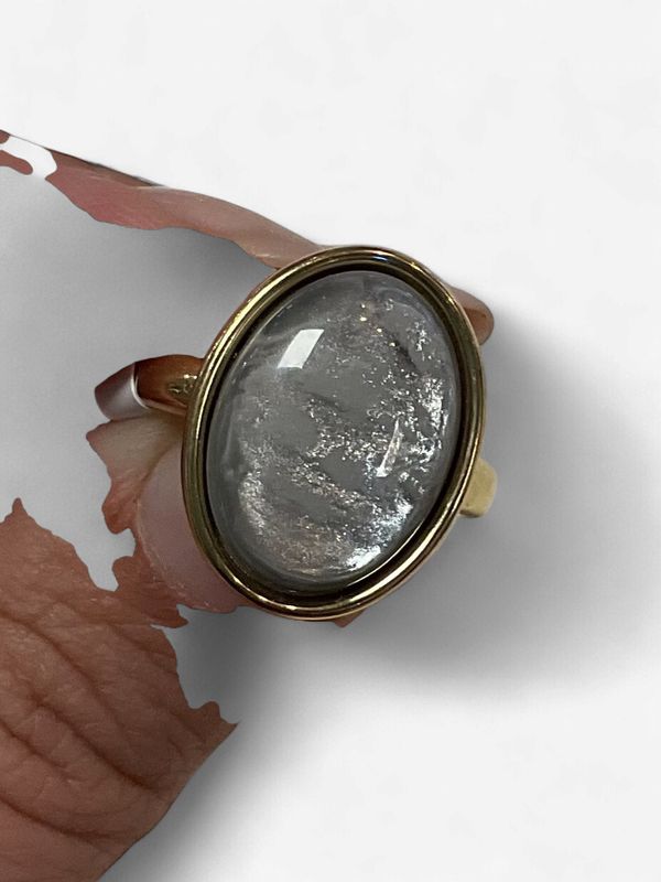 DIEDE RING GOUD-grijs ovaal-L(18)