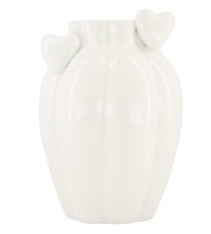 Vaas keramiek hartjes wit