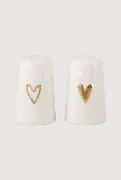 Zusss peper en zout stel keramiek hartje wit/goud