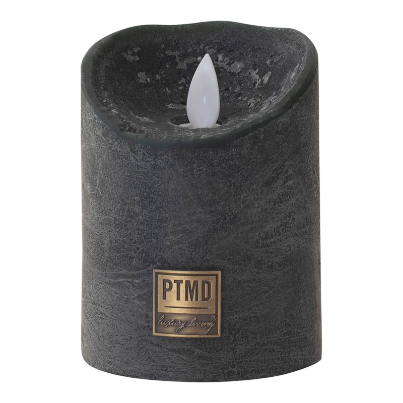 LED Light Candle rustic dark green moveable flame S