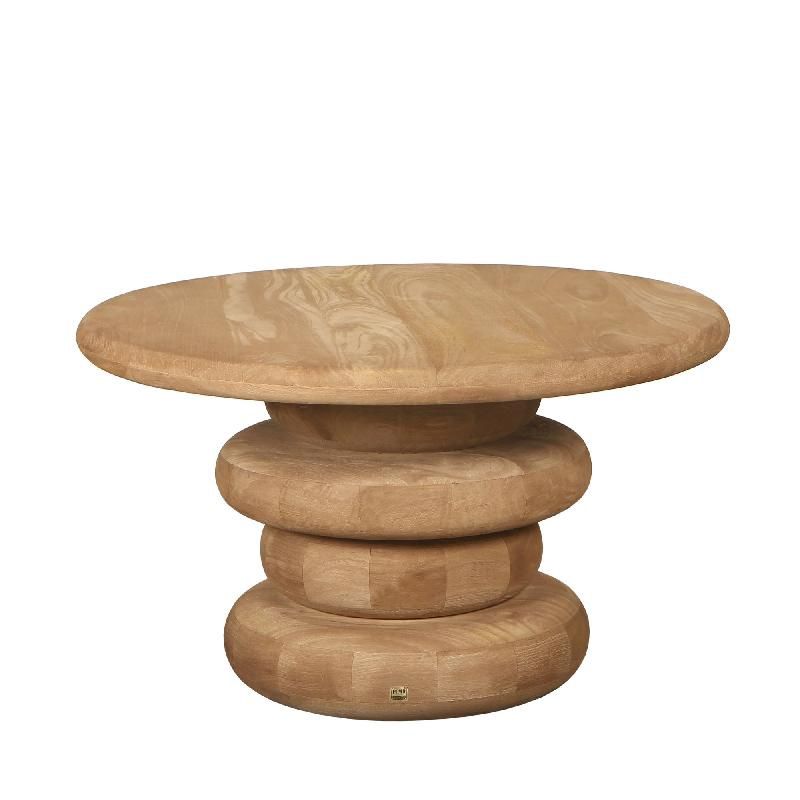Keven Natural mango wood ribbed coffee table round