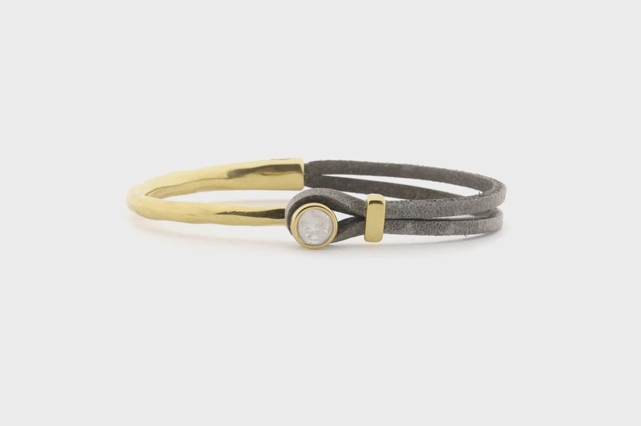 Armband COCO Grijs Leer-Goud