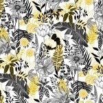 B/W 24 Kt. White Large Floral Toile w/Metallic